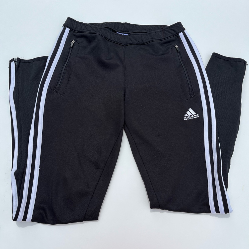 Adidas Black and White Sweatpants with Signature Stripes